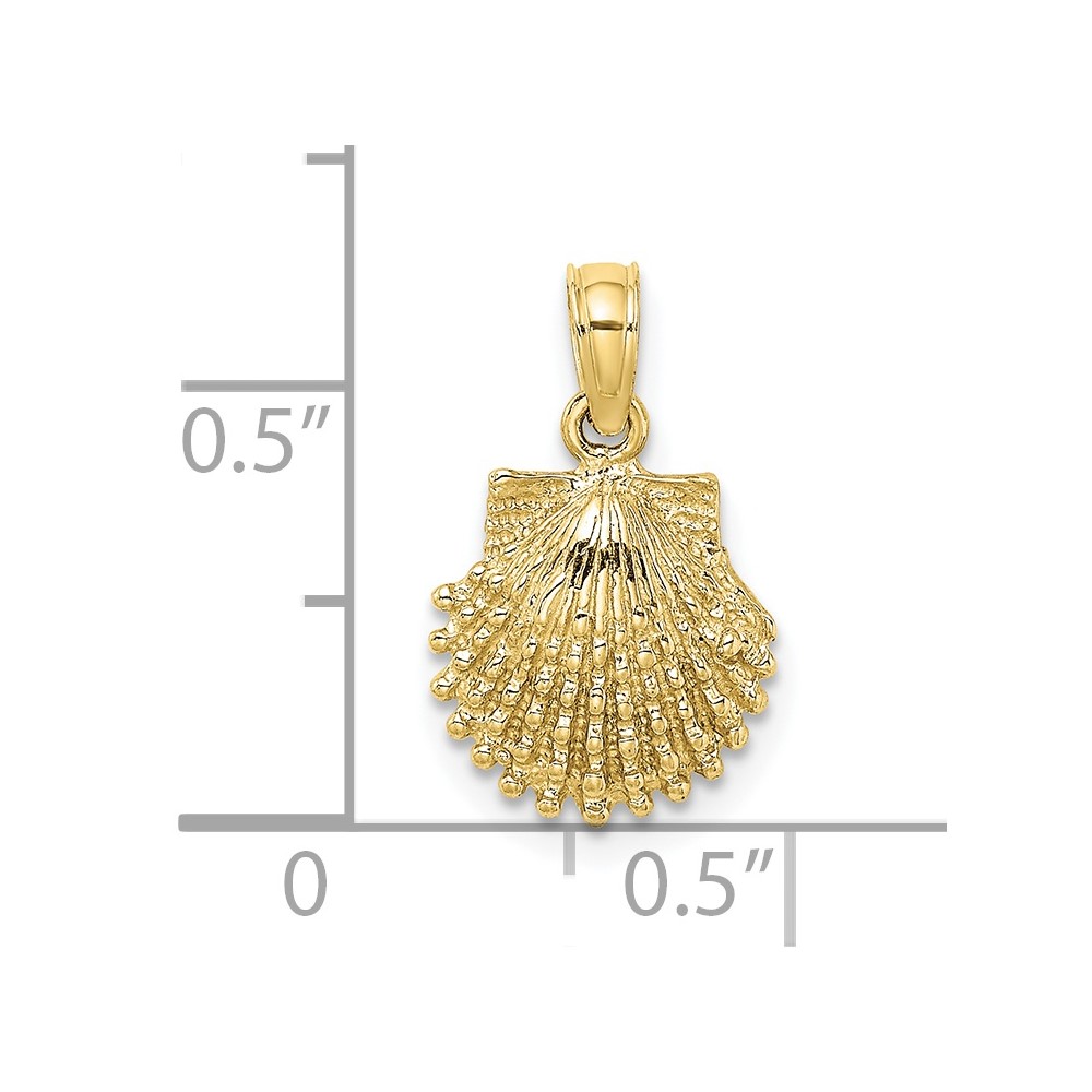 10K 2-D Beaded Scallop Shell Charm (10K7656)