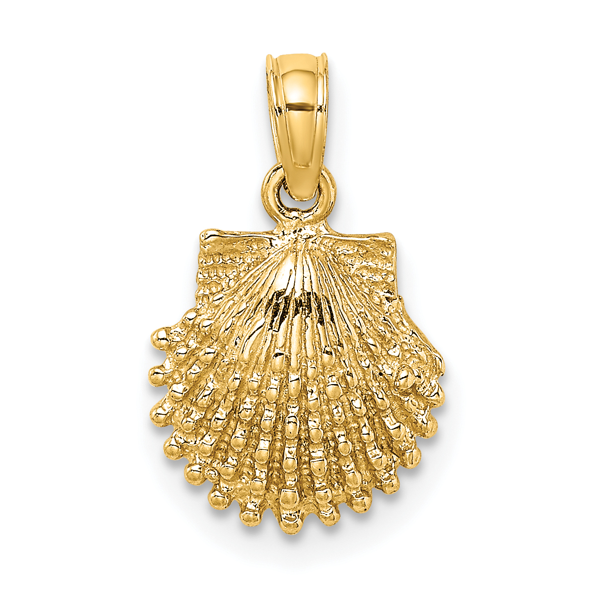 10K 2-D Beaded Scallop Shell Charm (10K7656)