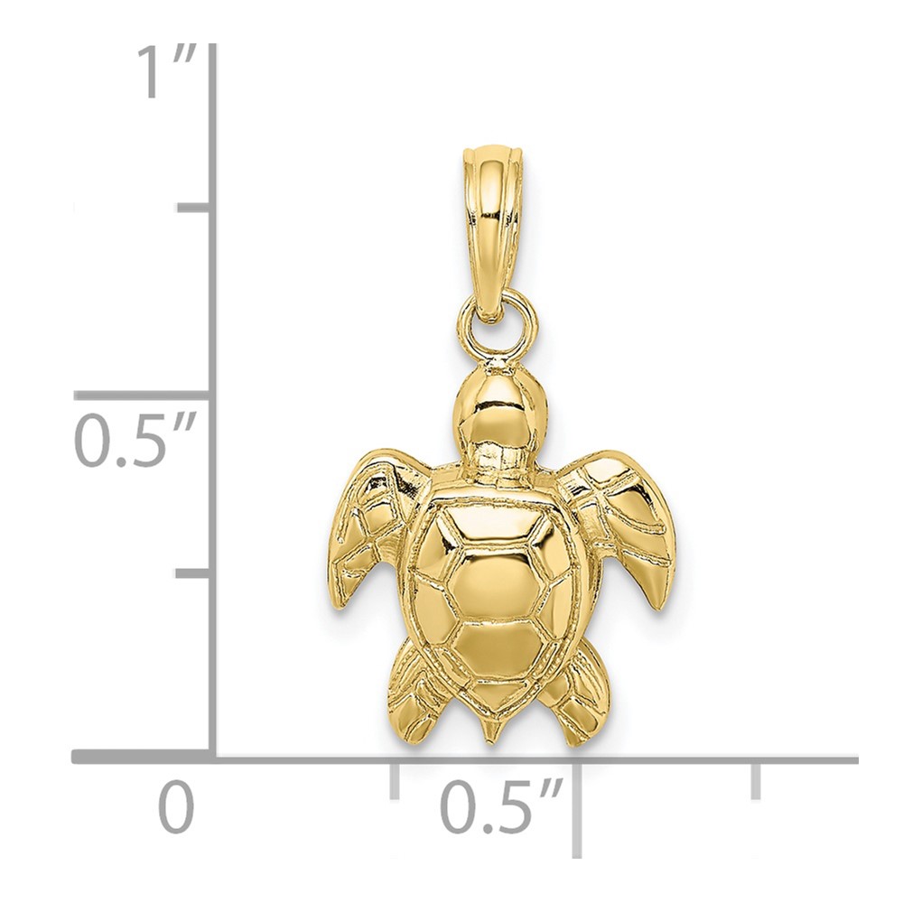 10K 2-D Textured Sea Turtle Charm (10K7662)