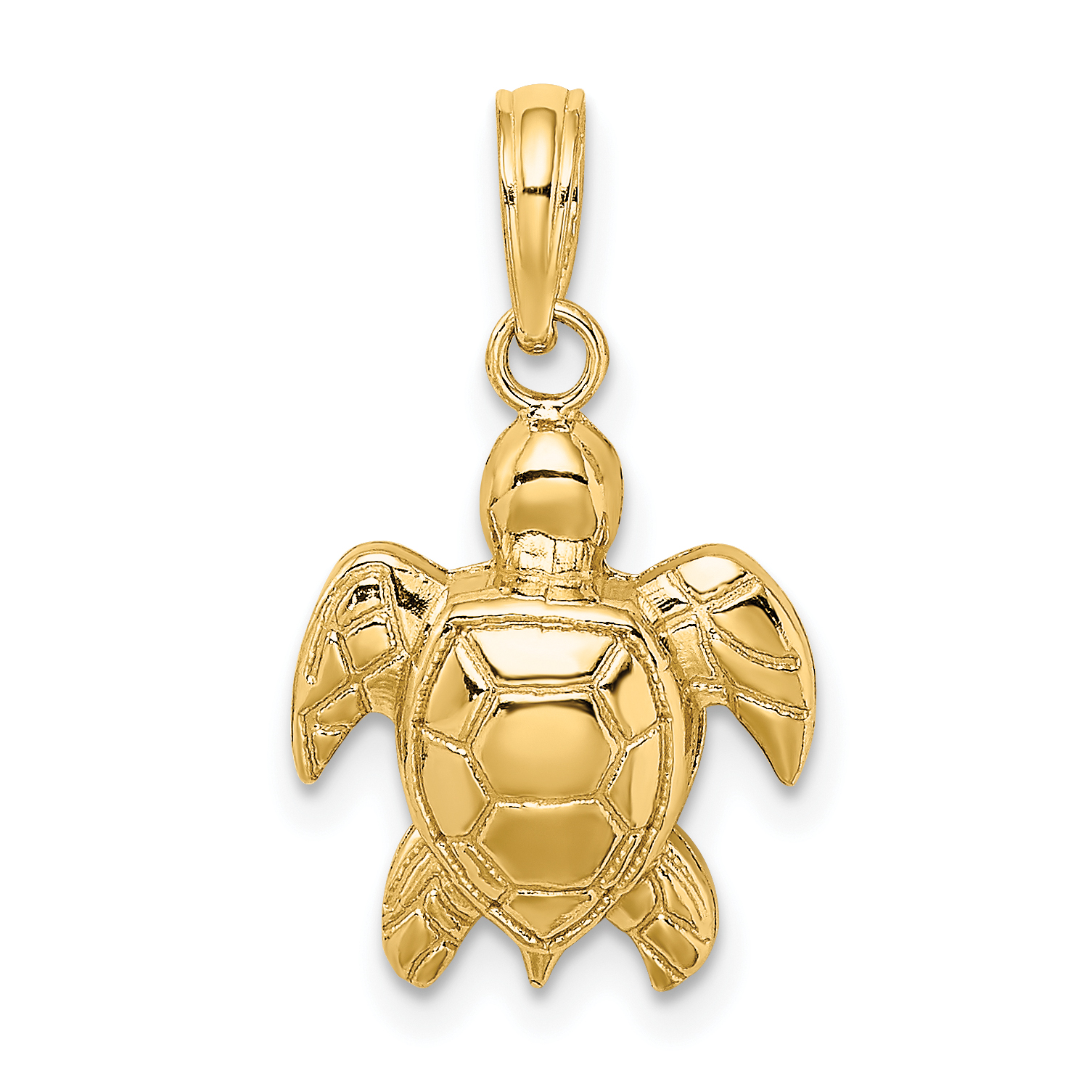 10K 2-D Textured Sea Turtle Charm (10K7662)