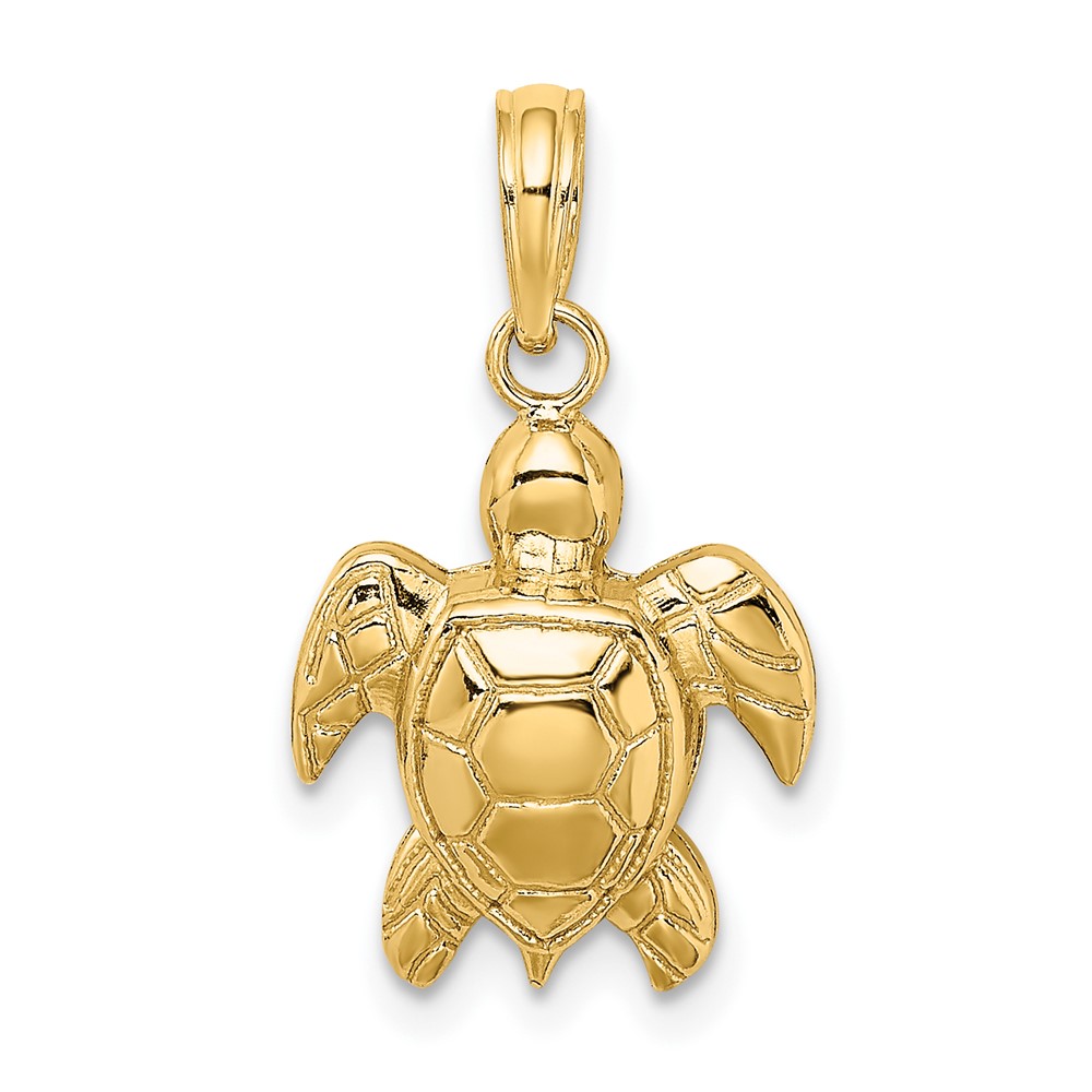 10K 2-D Textured Sea Turtle Charm (10K7662)