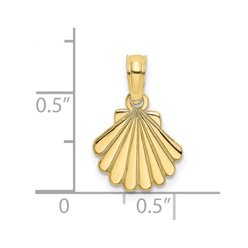 10K Polished and Engraved Shell Charm (10K7665)