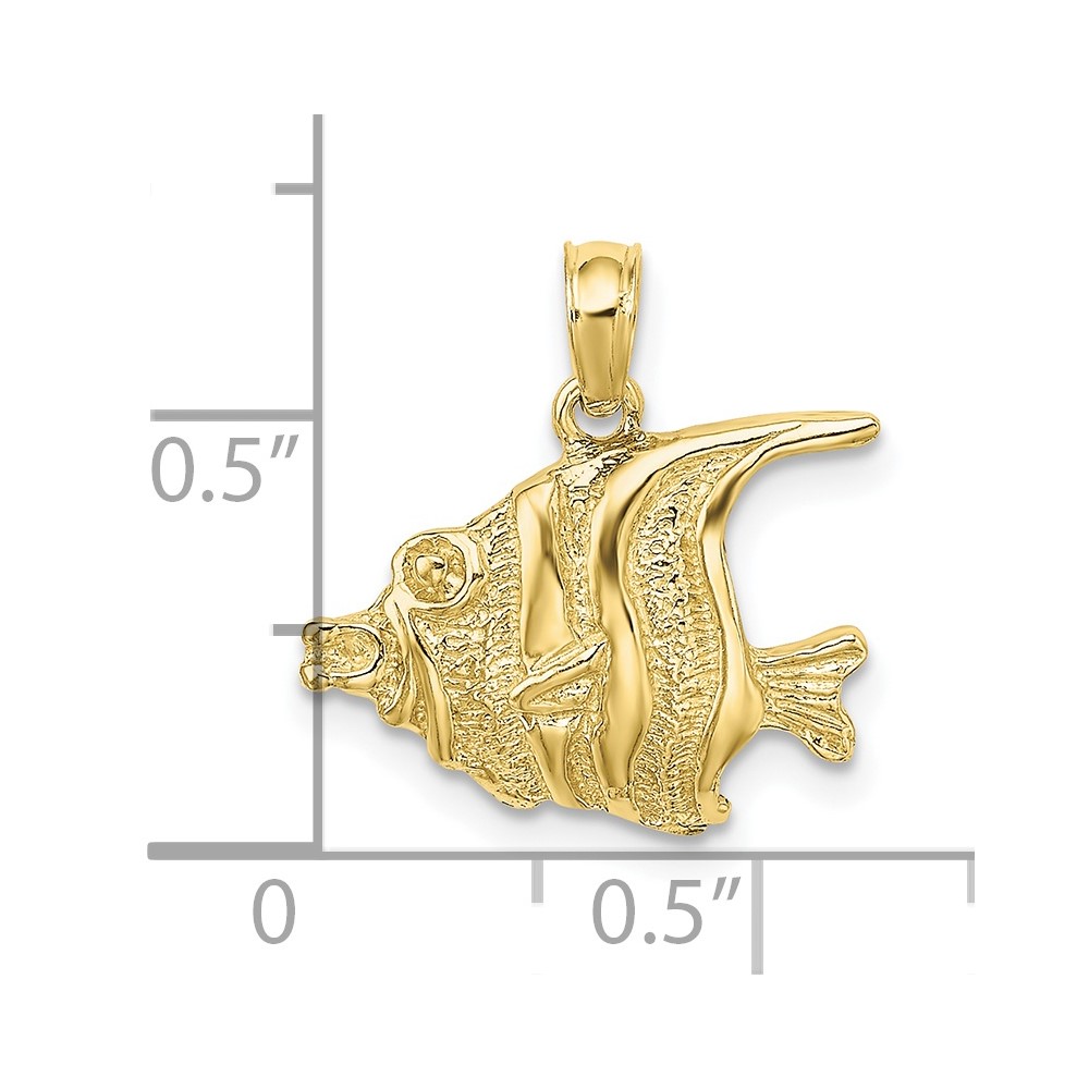 10K Polished Engraved FISH Charm (10K7669)
