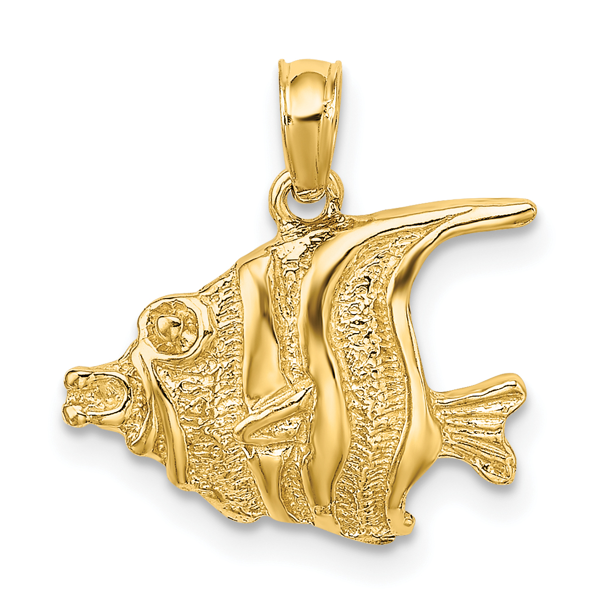 10K Polished Engraved FISH Charm (10K7669)
