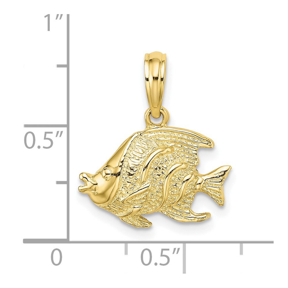 10K Polished Textured Fish Charm (10K7685)