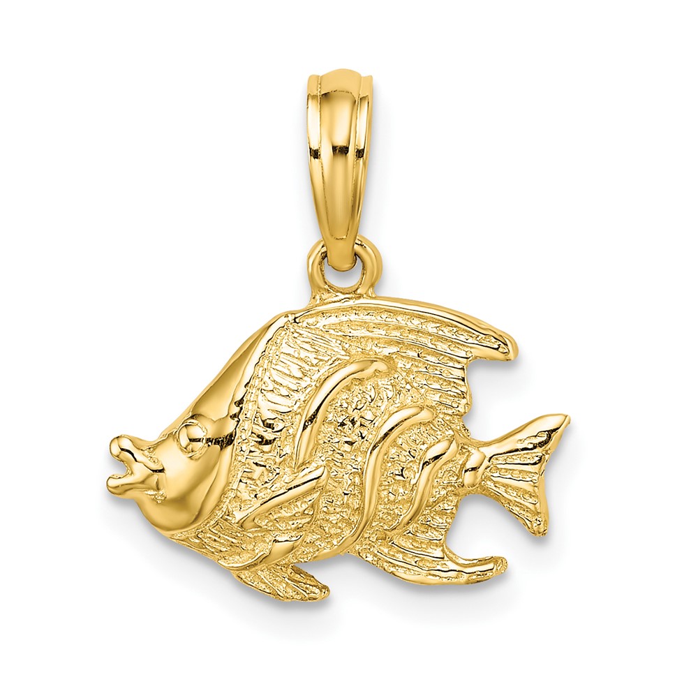 10K Polished Textured Fish Charm (10K7685)