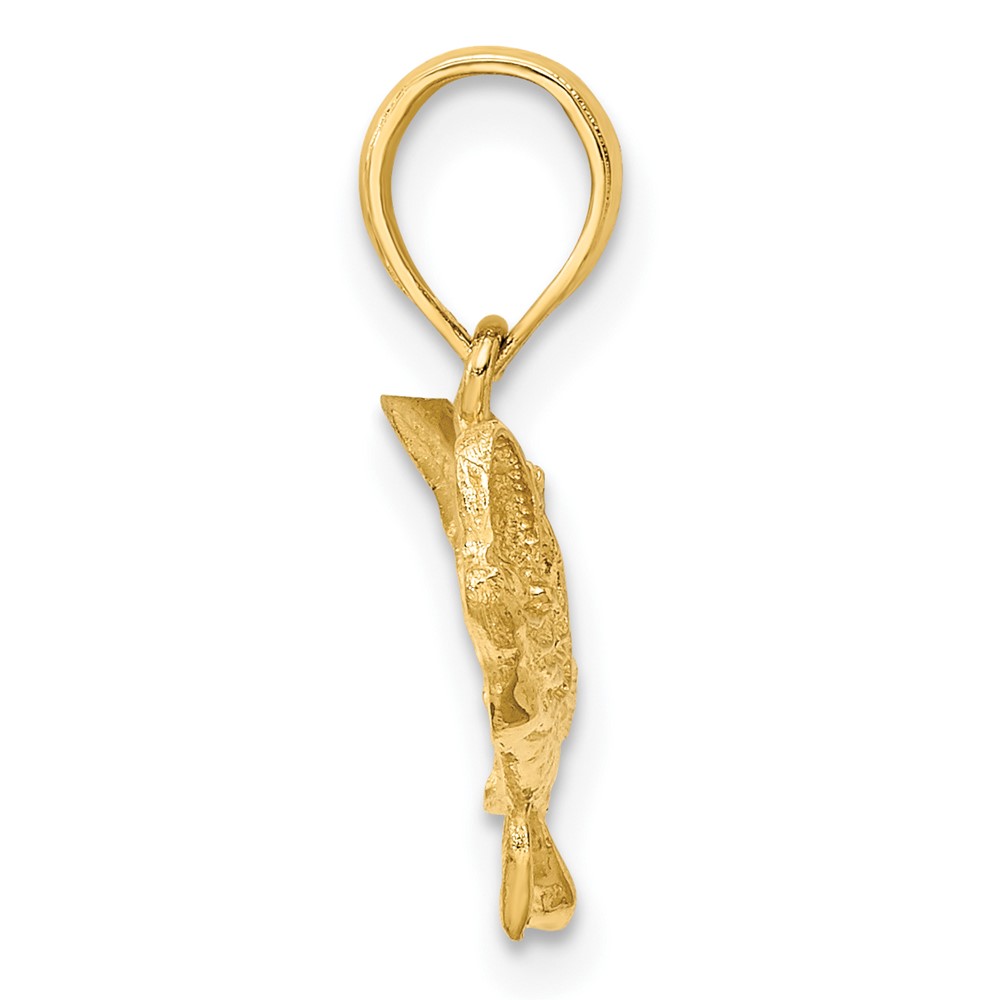 10K 2-D Bass Fish w/ Tail Up Charm (10K7687)