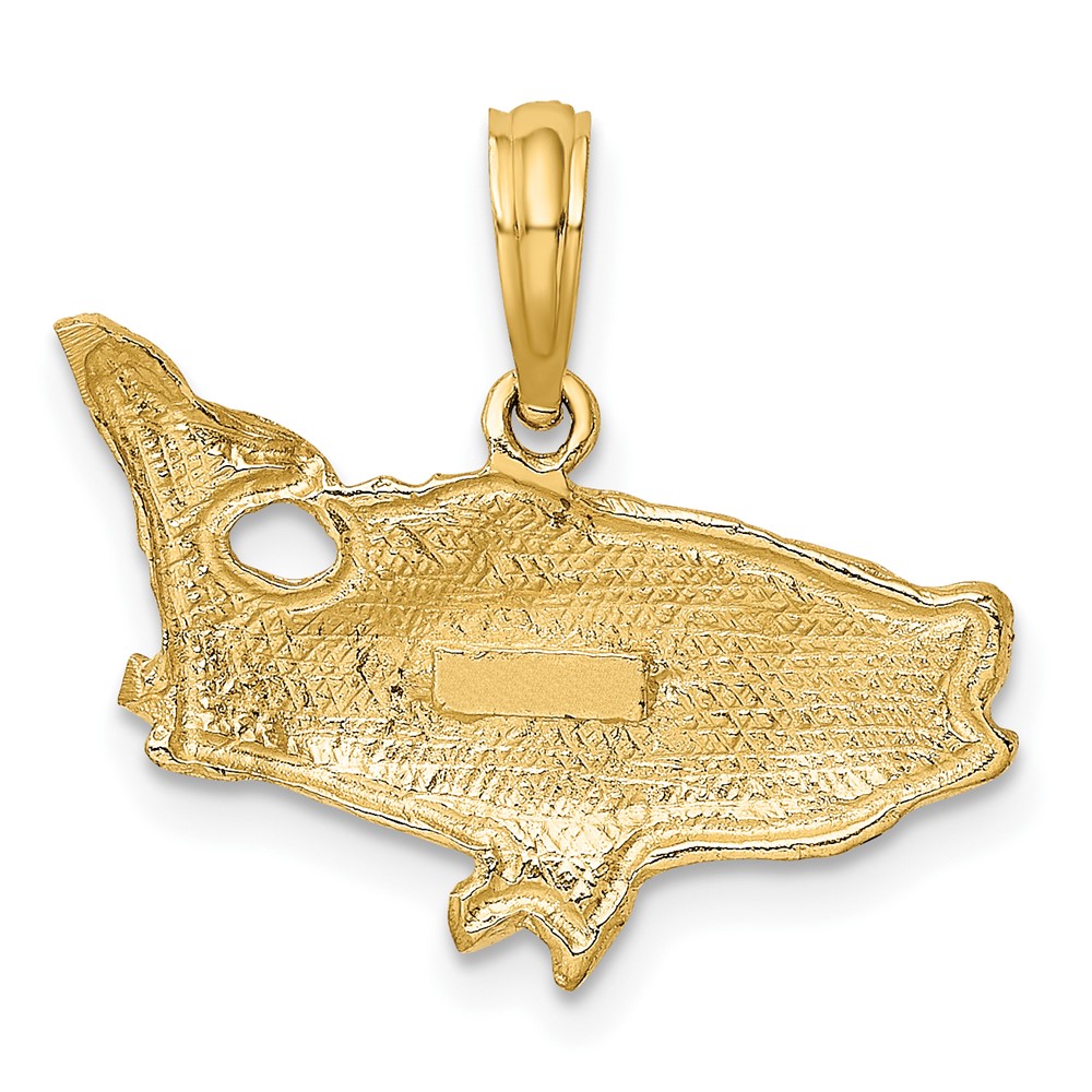 10K 2-D Bass Fish w/ Tail Up Charm (10K7687)