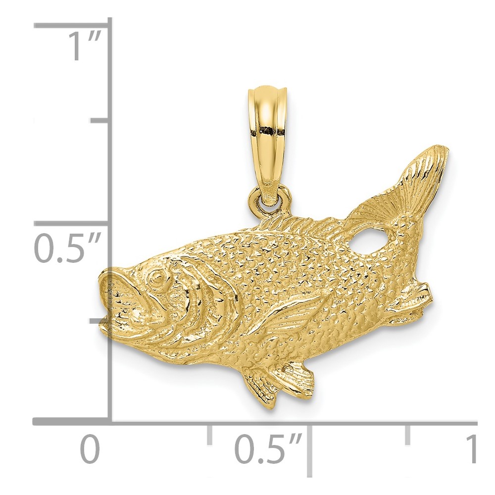 10K 2-D Bass Fish w/ Tail Up Charm (10K7687)
