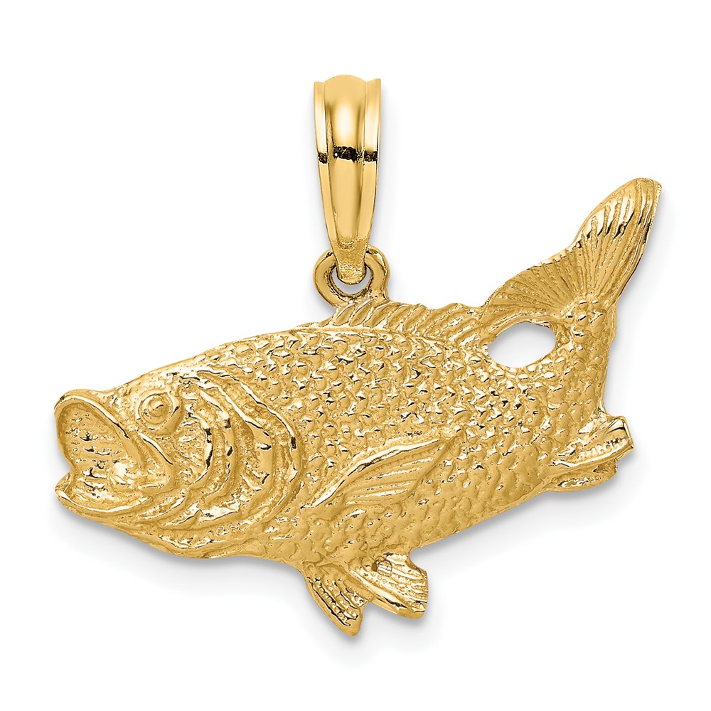 10K 2-D Bass Fish w/ Tail Up Charm (10K7687)