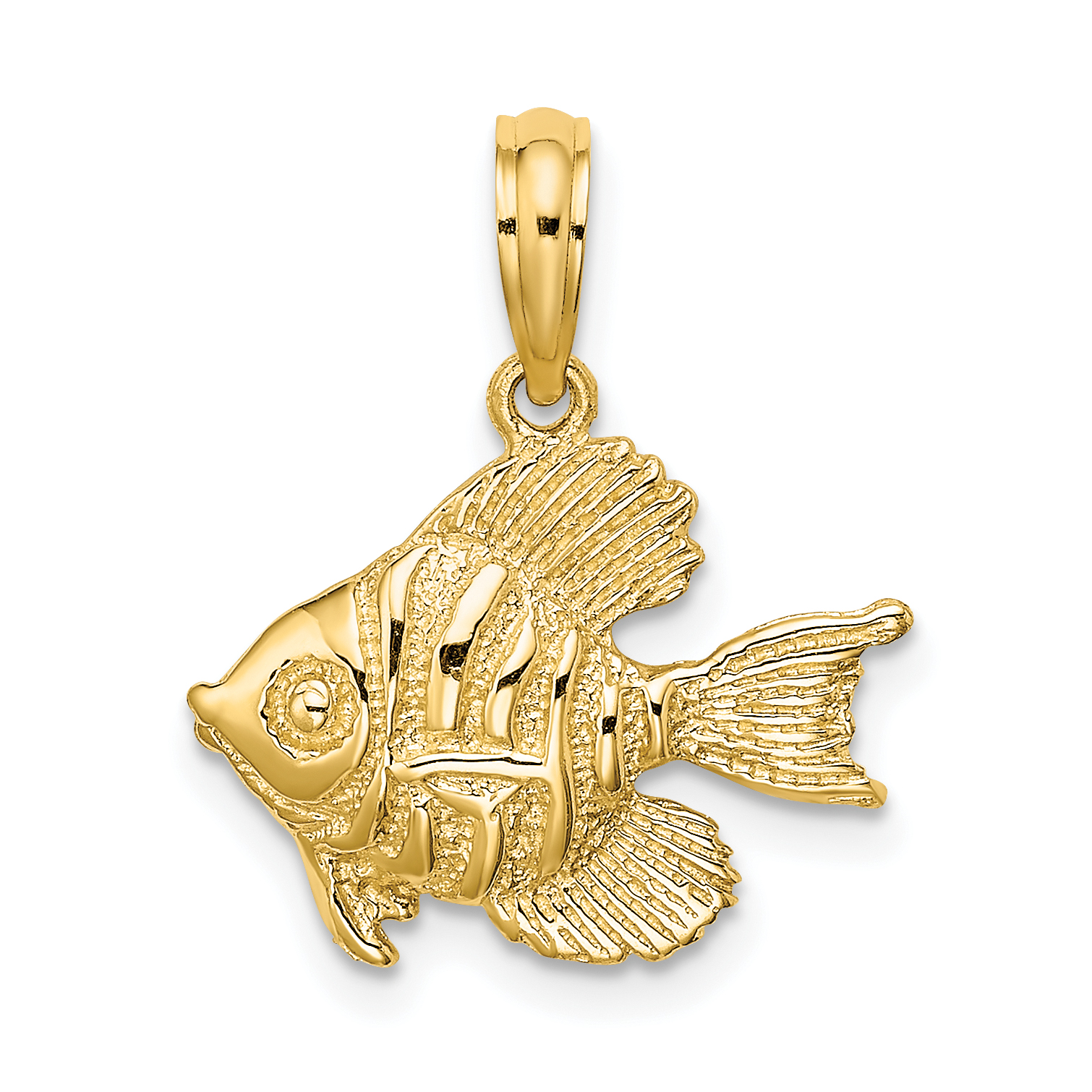 10K Polished  Engraved Fish Charm (10K7691)