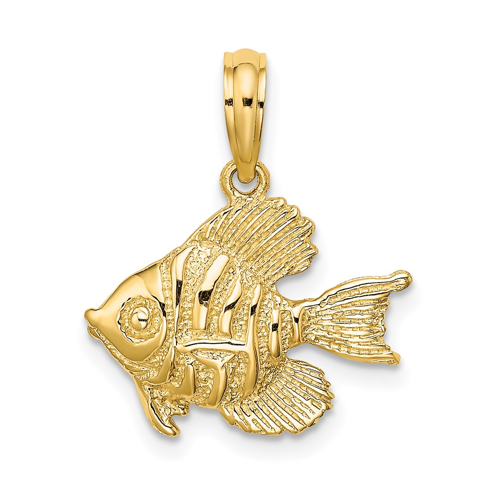 10K Polished  Engraved Fish Charm (10K7691)