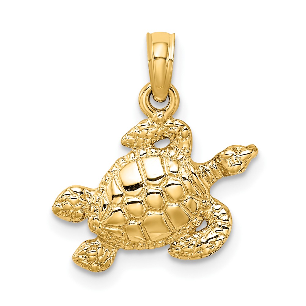 10K Textured Sea Turtle Charm (10K7696)