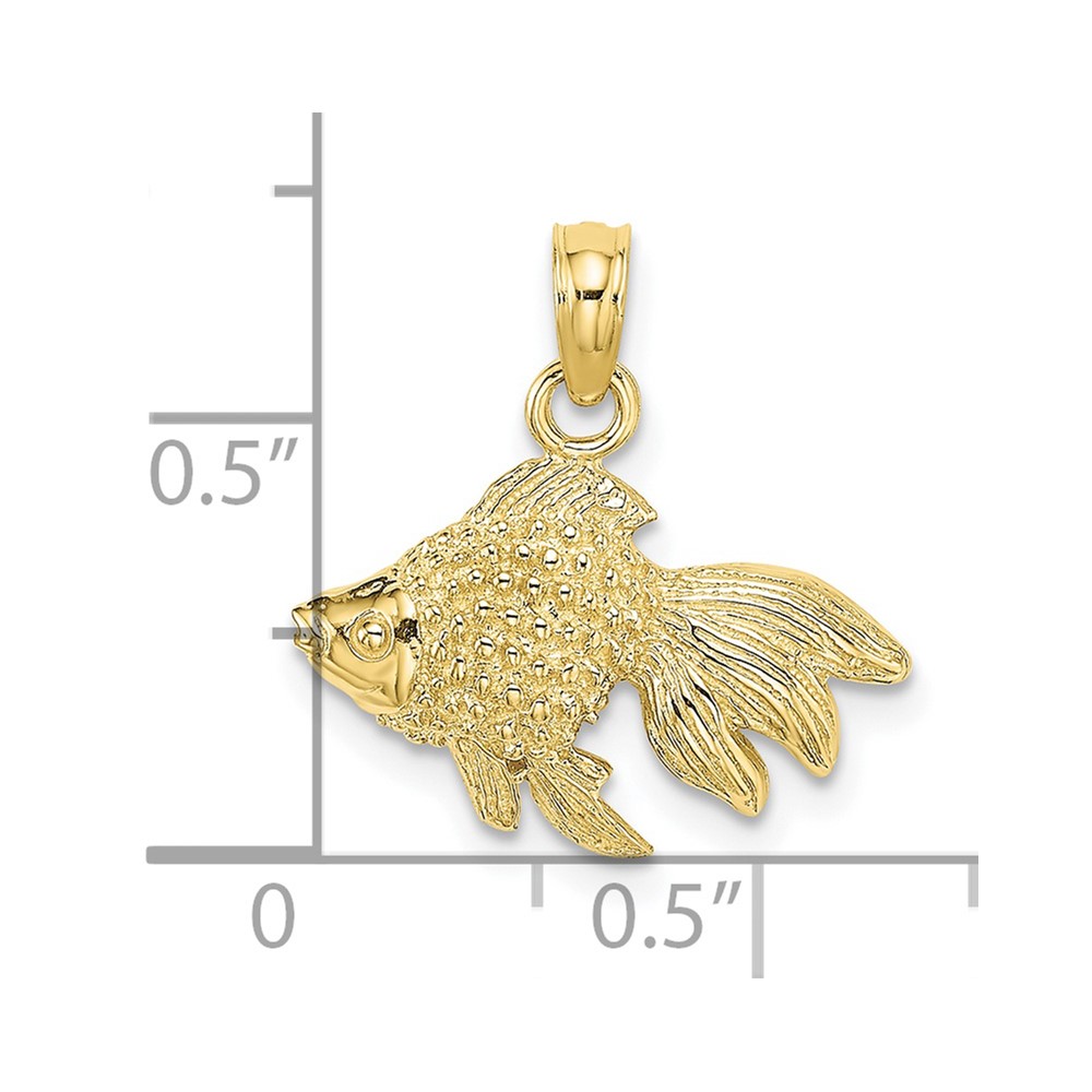10K 2-D  Textured Gold Fish Charm (10K7700)