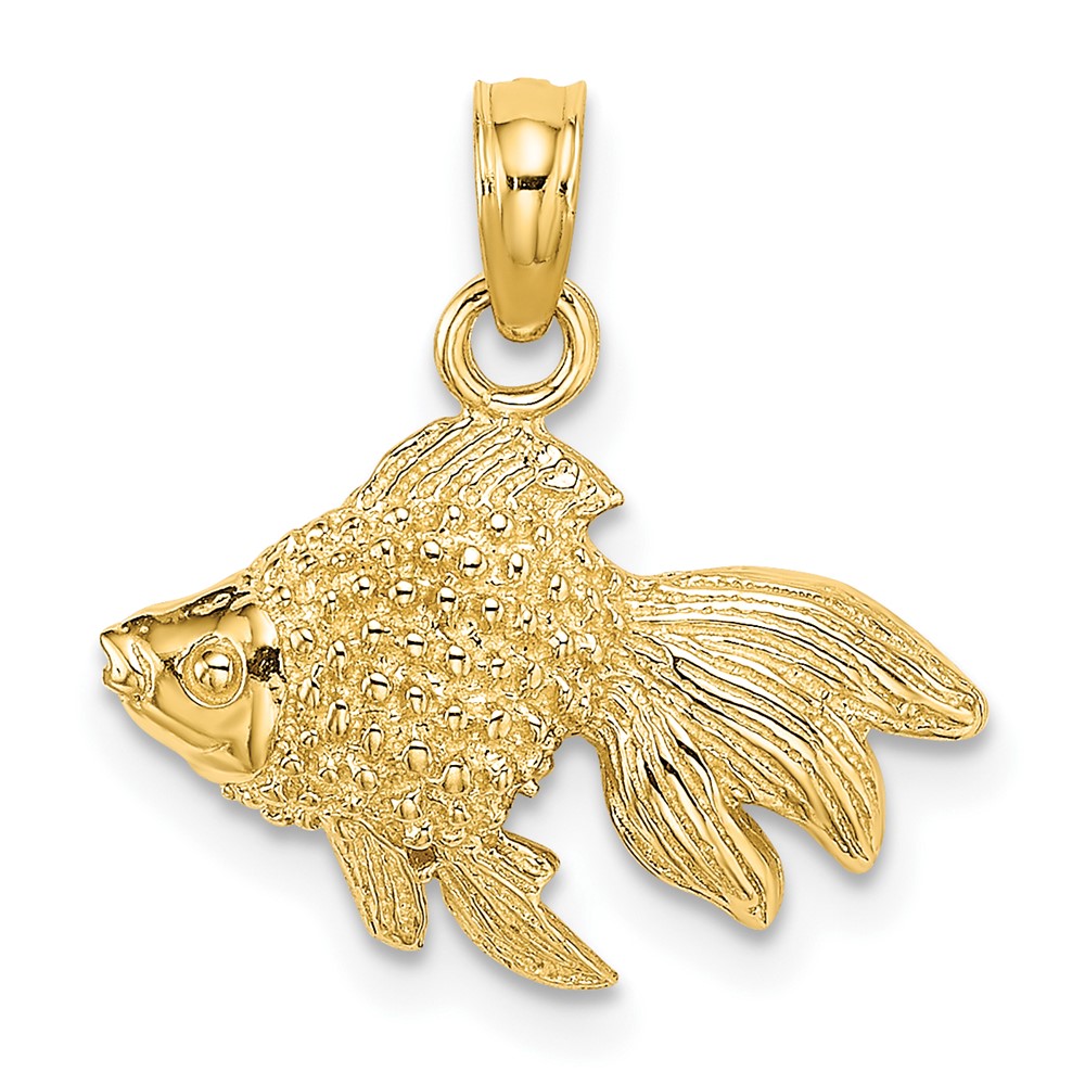10K 2-D  Textured Gold Fish Charm (10K7700)
