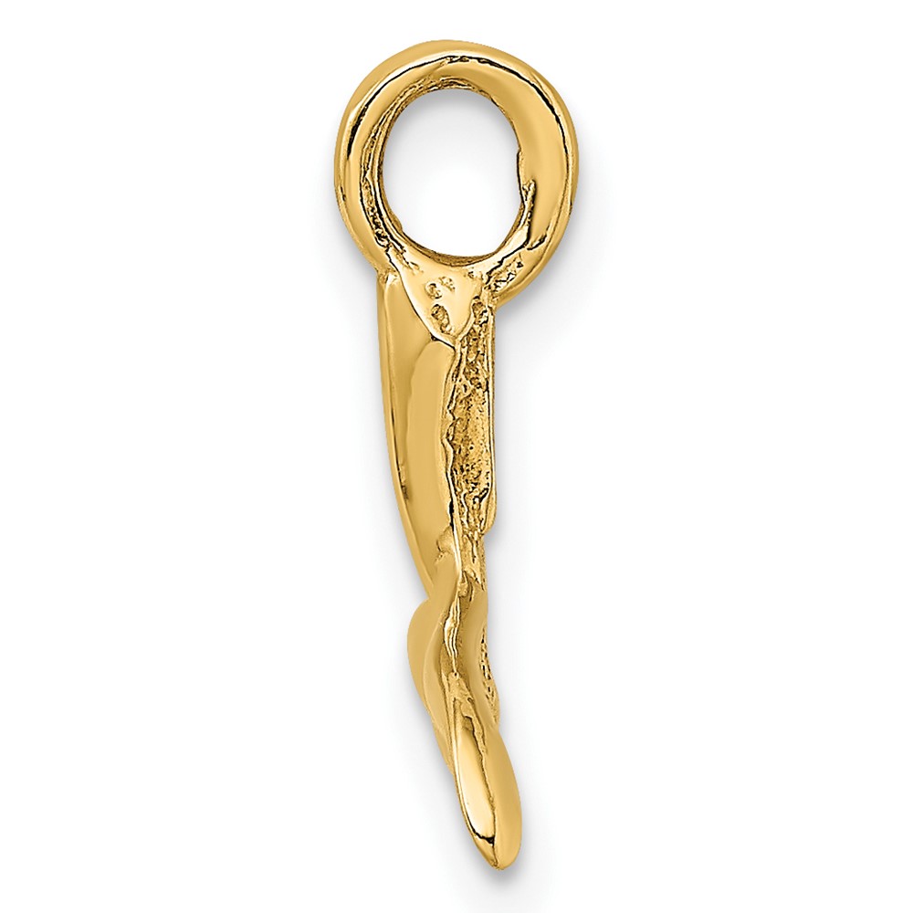 10K 3-D Polished Whale Tail Charm (10K7709)