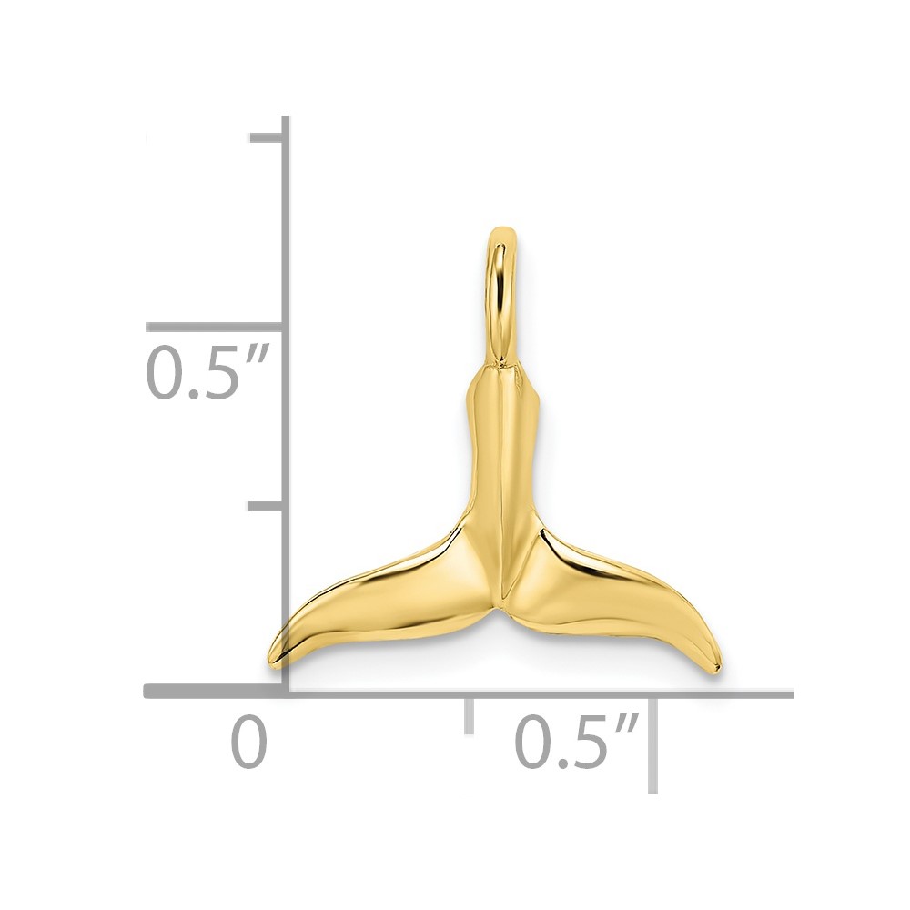 10K 3-D Polished Whale Tail Charm (10K7709)