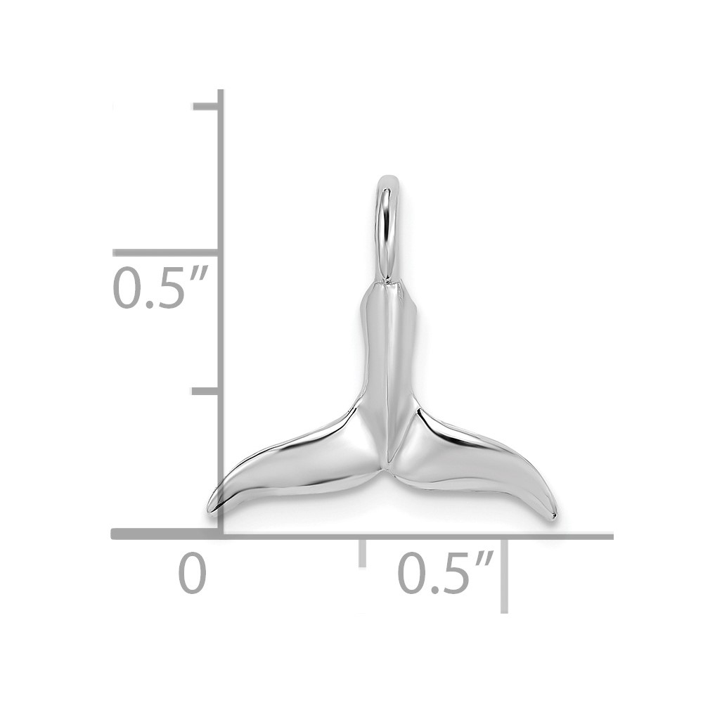 10K White Gold 3-D Polished Whale Tail Charm (10K7709W)