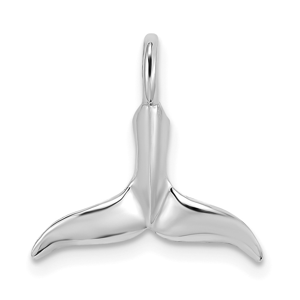 10K White Gold 3-D Polished Whale Tail Charm (10K7709W)