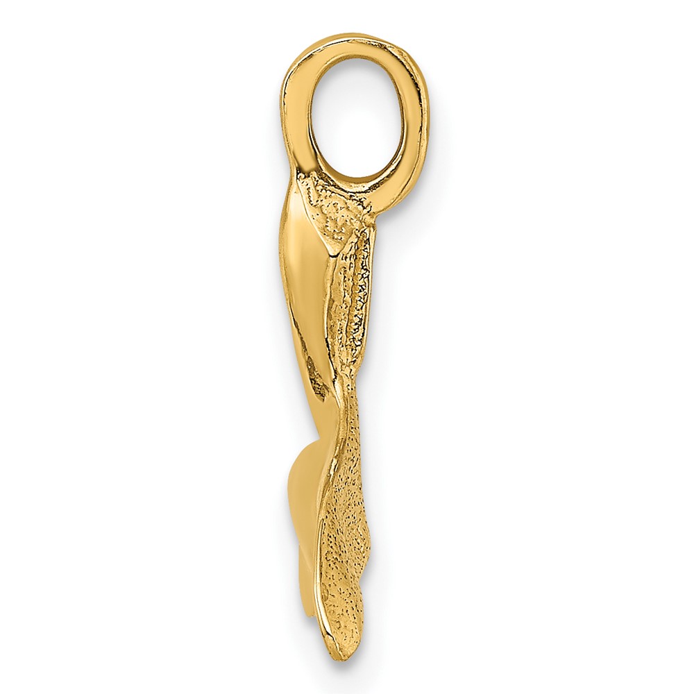 10K 3-D Polished Whale Tail Charm (10K7710)