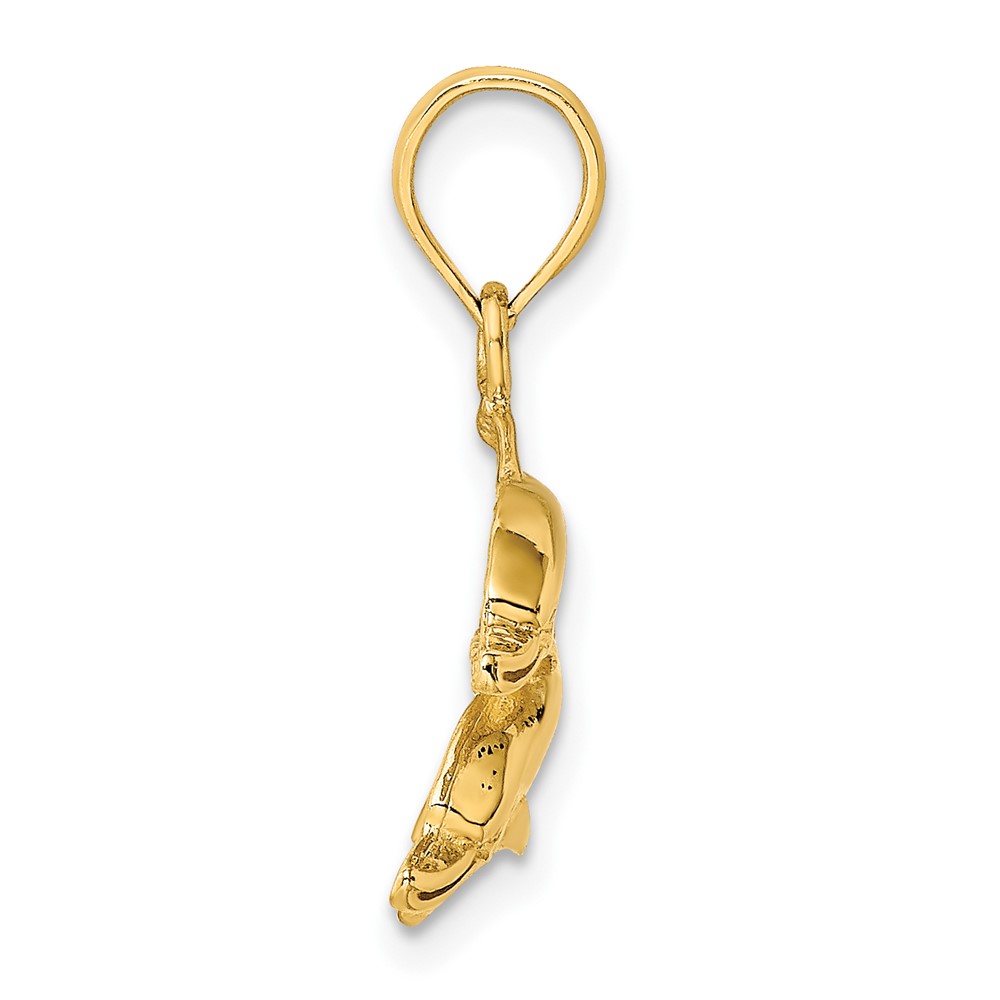 10K 2-D Polished /Engraved Dolphins Charm (10K7712)