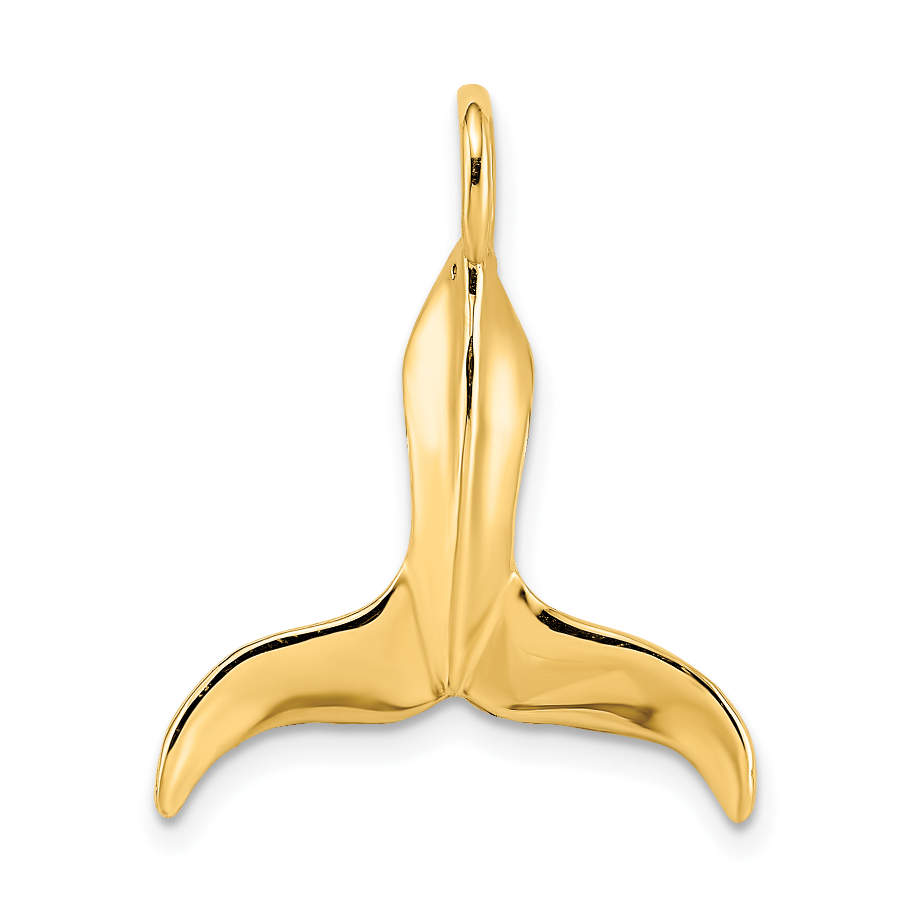 10K 3-D Polished Whale Tail Charm (10K7729)