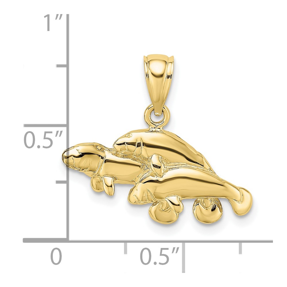 10K Polished Triple Manatee Charm (10K7731)