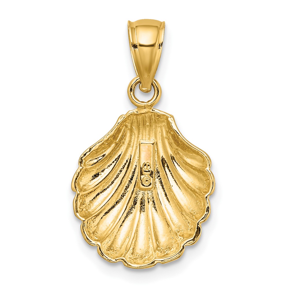 10K Polished 2-D Scallop Shell Charm (10K7743)