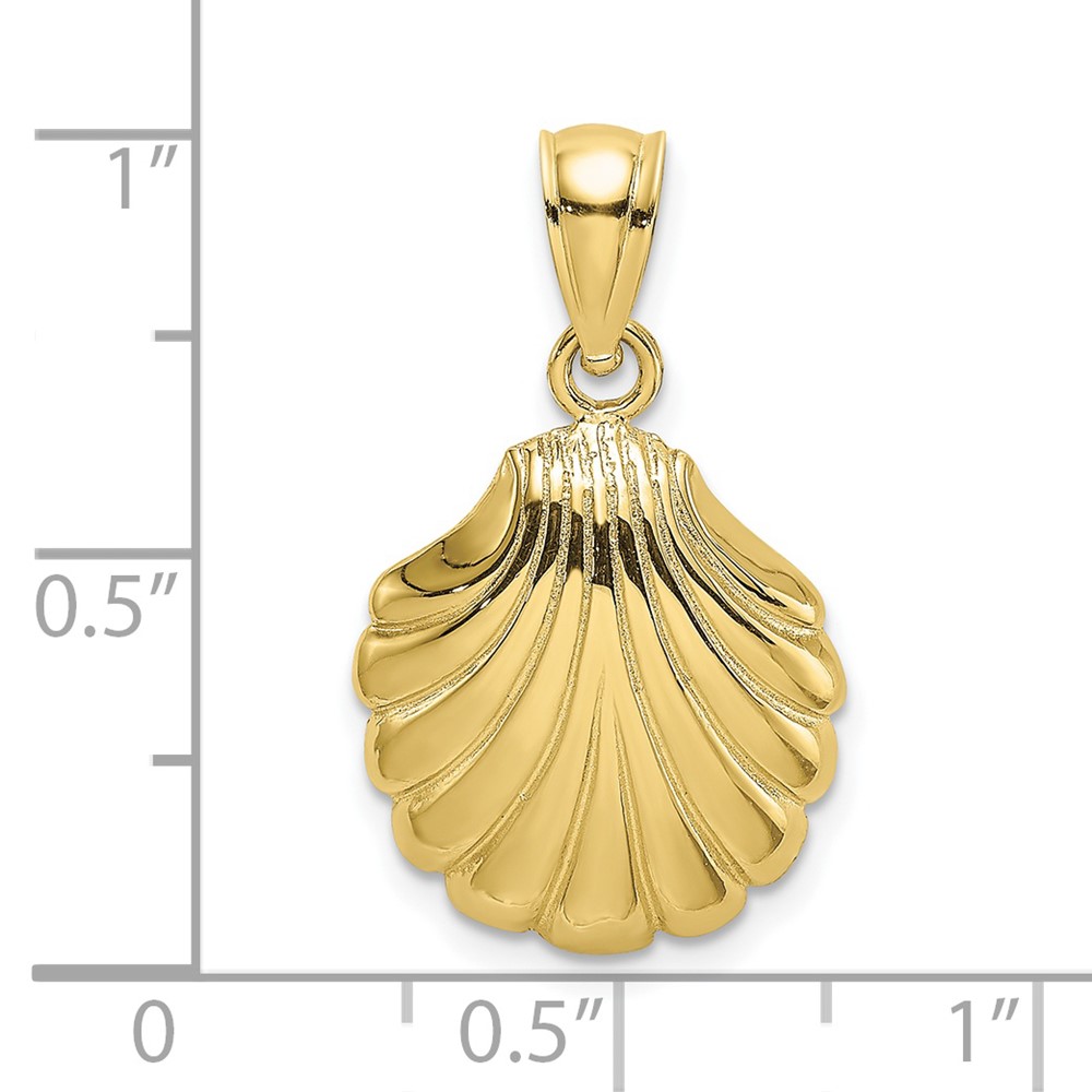 10K Polished 2-D Scallop Shell Charm (10K7743)