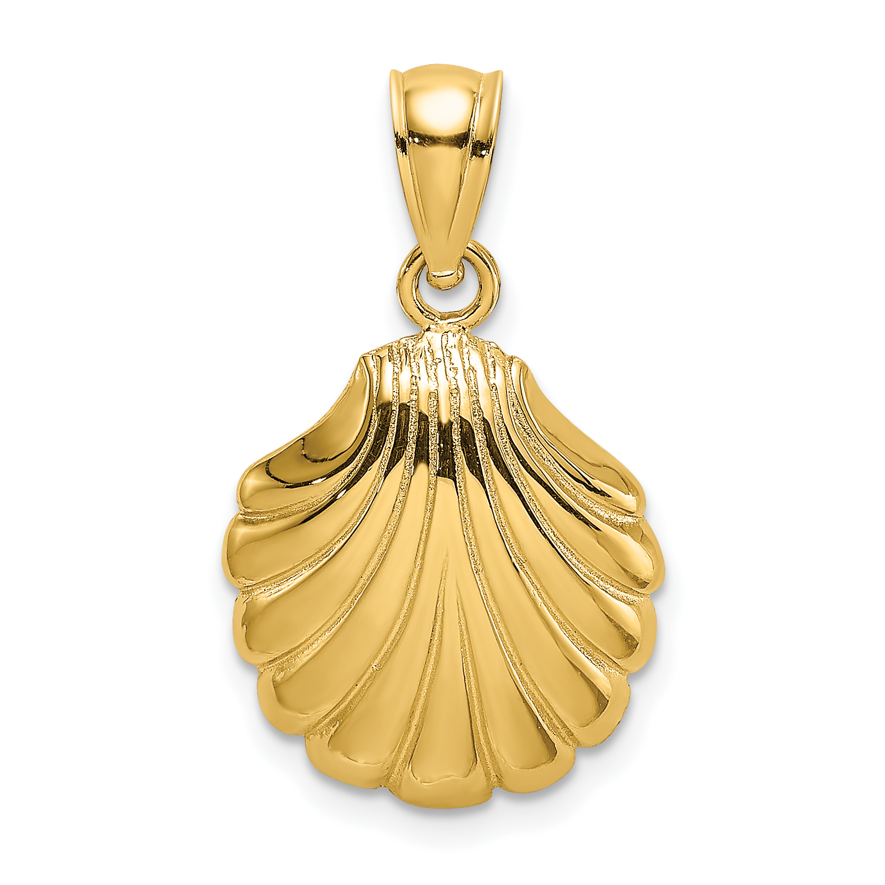 10K Polished 2-D Scallop Shell Charm (10K7743)