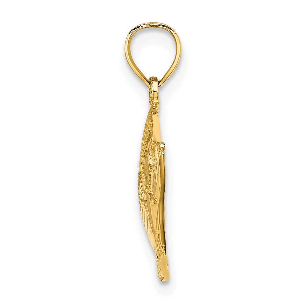 10K 2-D Polished Textured Fish Charm (10K7753)