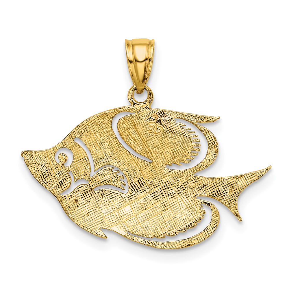 10K 2-D Polished Textured Fish Charm (10K7753)