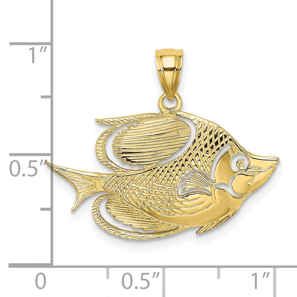 10K 2-D Polished Textured Fish Charm (10K7753)