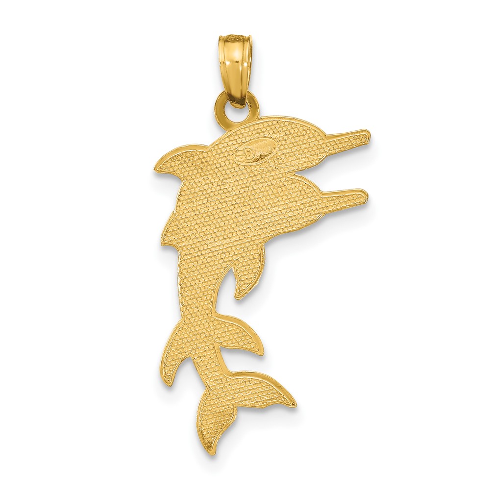 10K 2-D Two Jumping Dolphins Charm (10K7757)