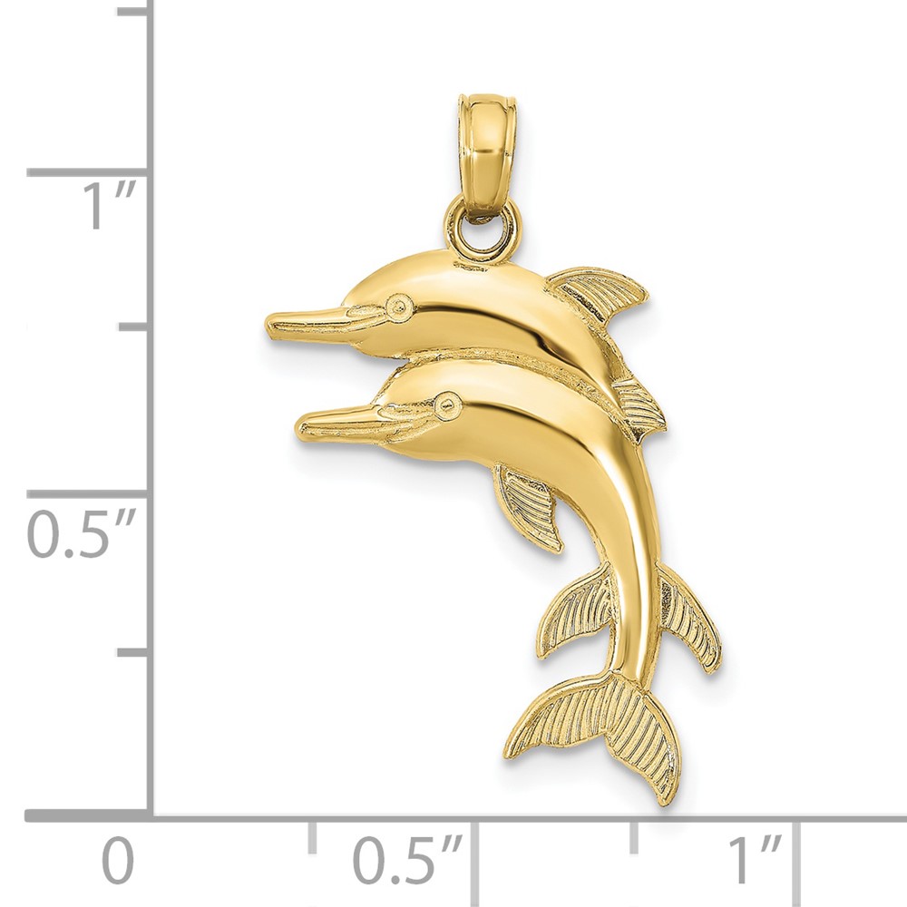 10K 2-D Two Jumping Dolphins Charm (10K7757)