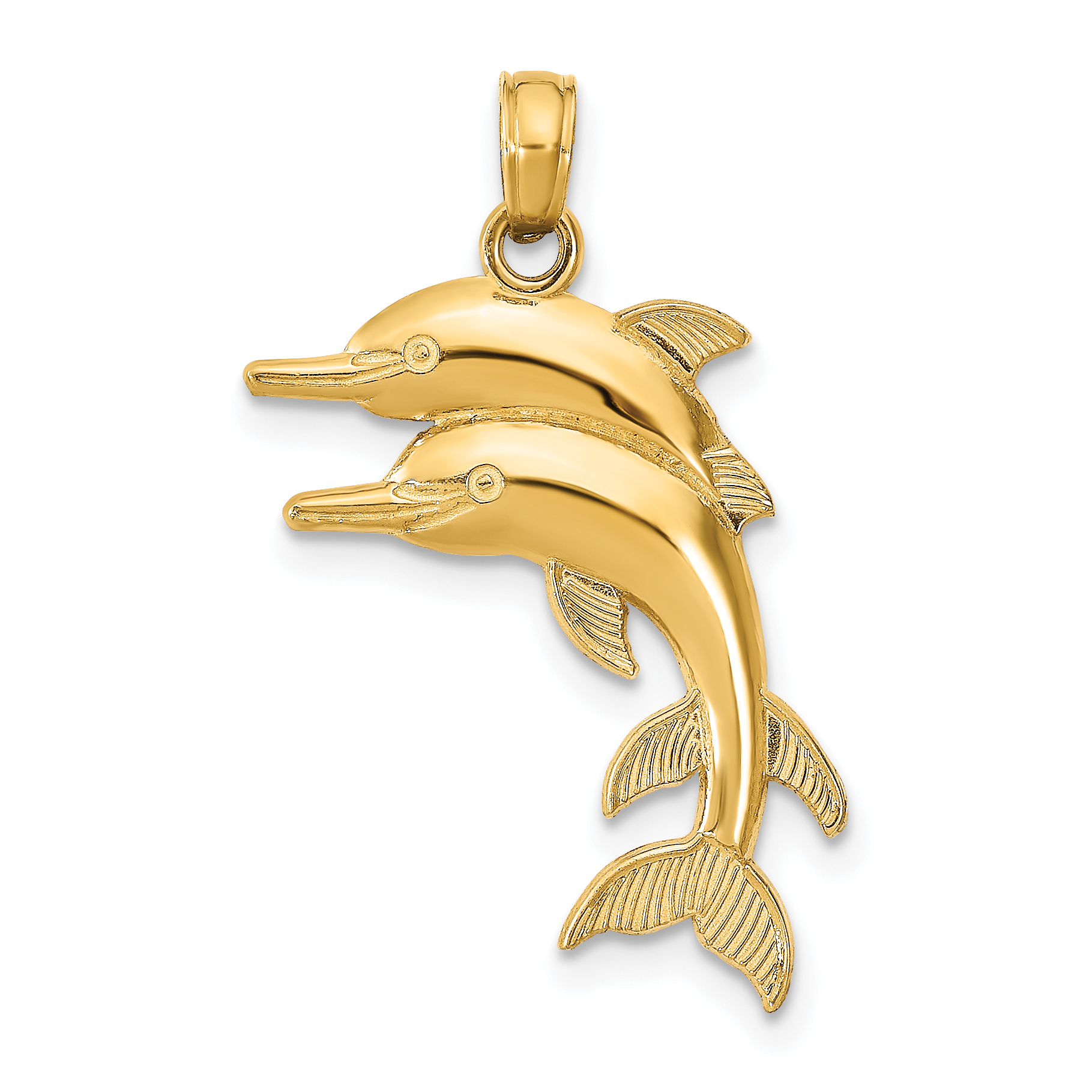 10K 2-D Two Jumping Dolphins Charm (10K7757)