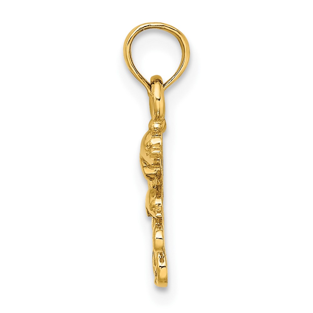 10K Textured Mini Double Dolphins and Waves Charm (10K7768)