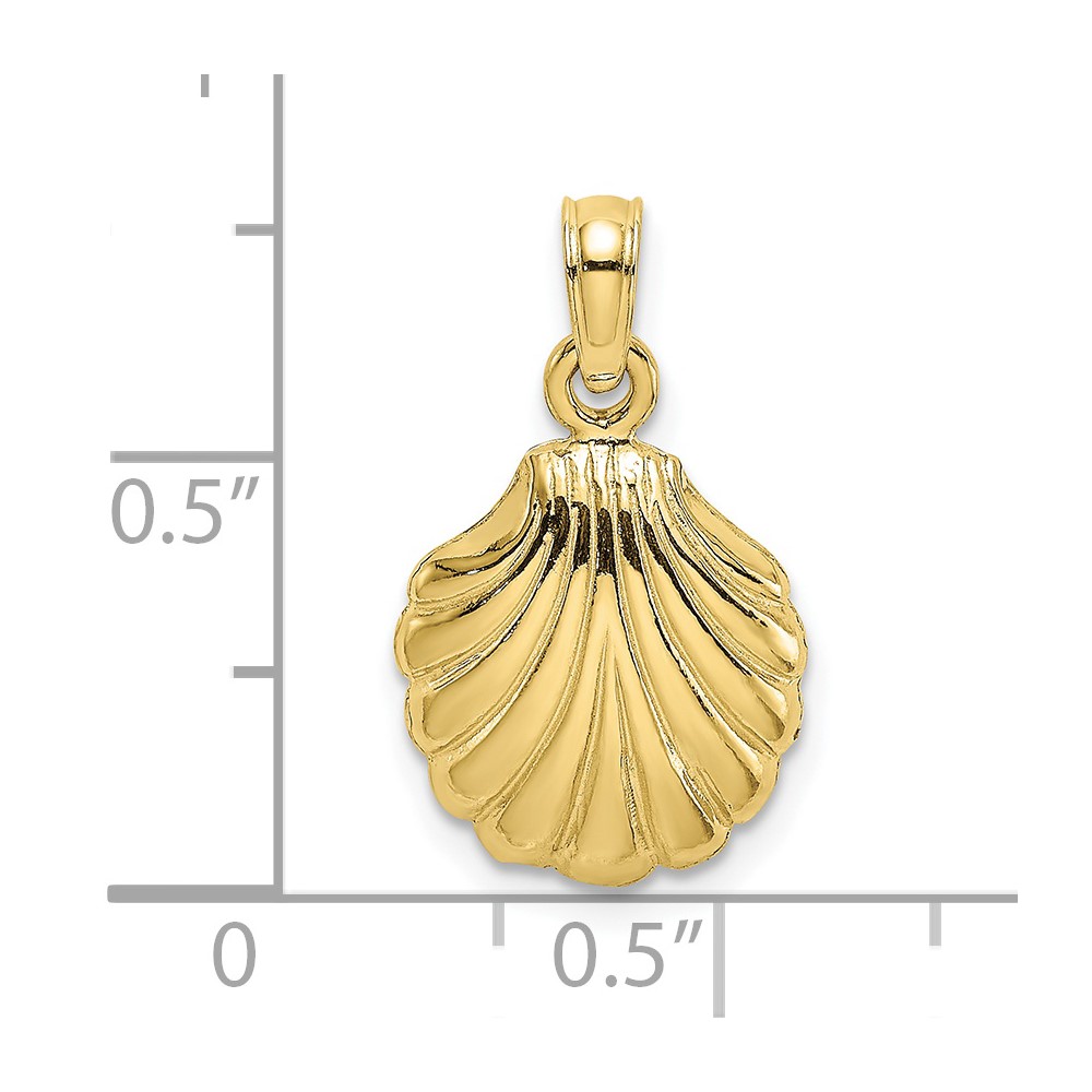 10K Polished Scallop Shell Charm (10K7796)