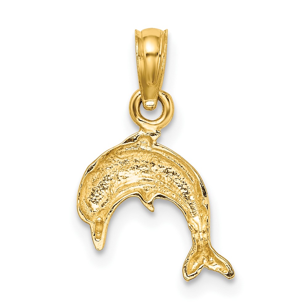 10K Textured Mini Dolphin Jumping Charm (10K7821)