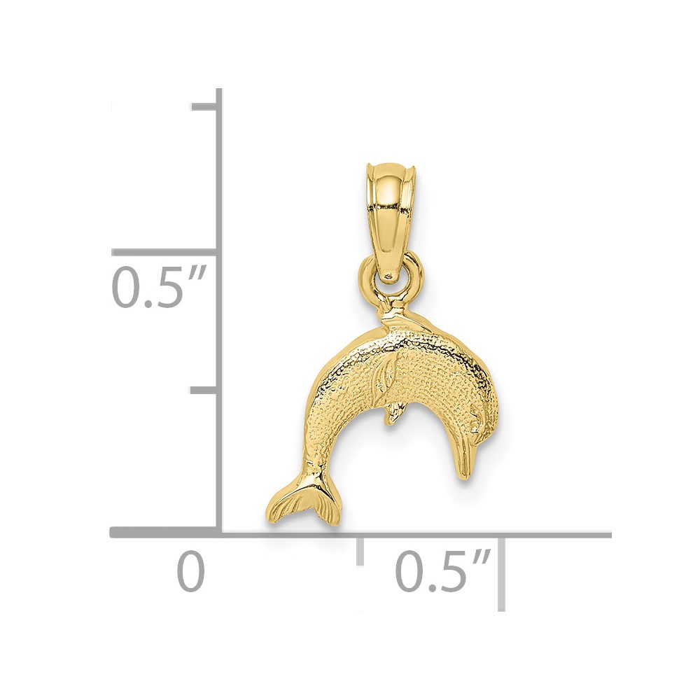 10K Textured Mini Dolphin Jumping Charm (10K7821)