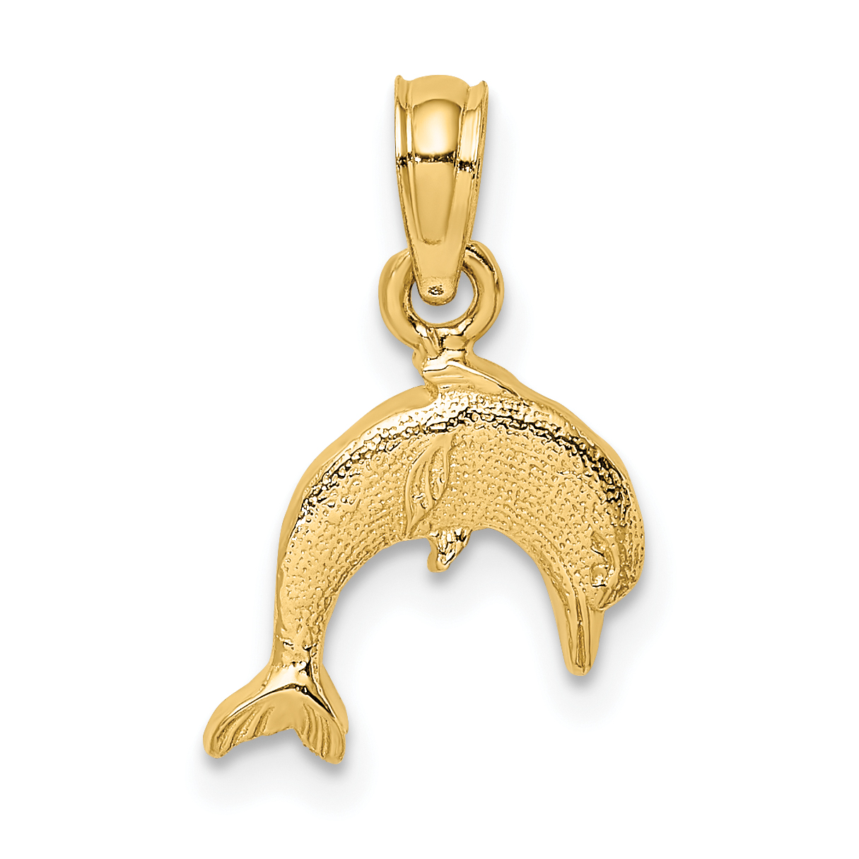 10K Textured Mini Dolphin Jumping Charm (10K7821)