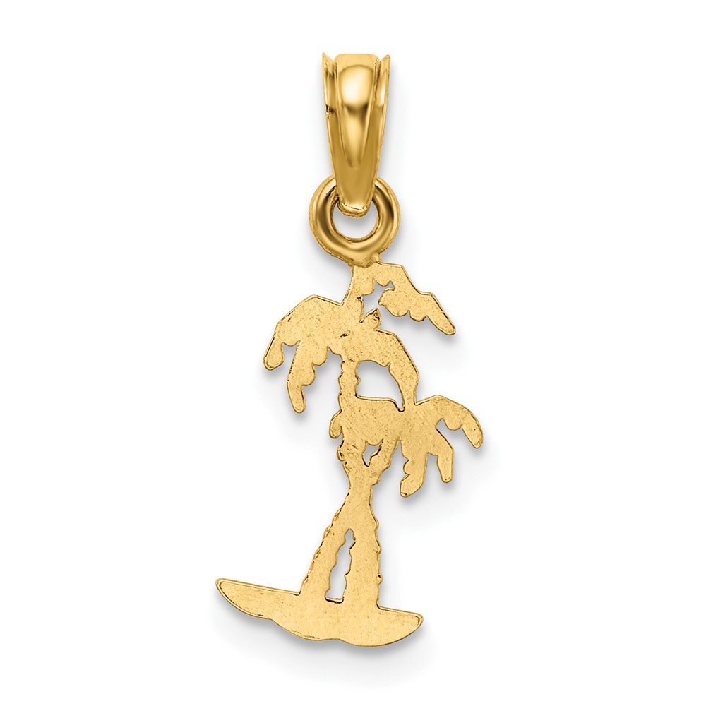 10K Texture Mini Double Palm Trees Charm (10K7823)