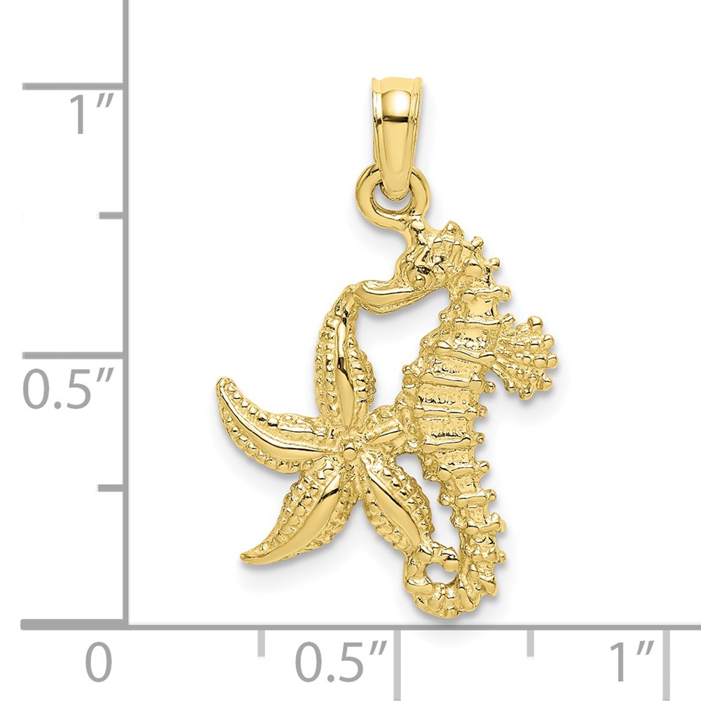 10K Starfish and Seahorse Charm (10K7831)