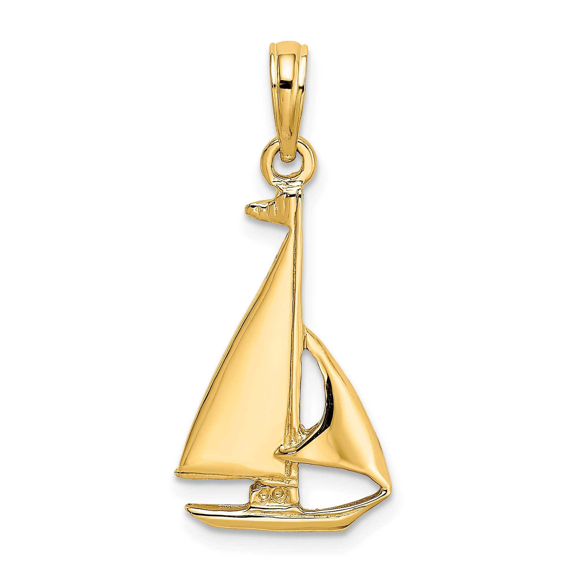 10K 2-D Polished Sailboat Charm (10K7865)