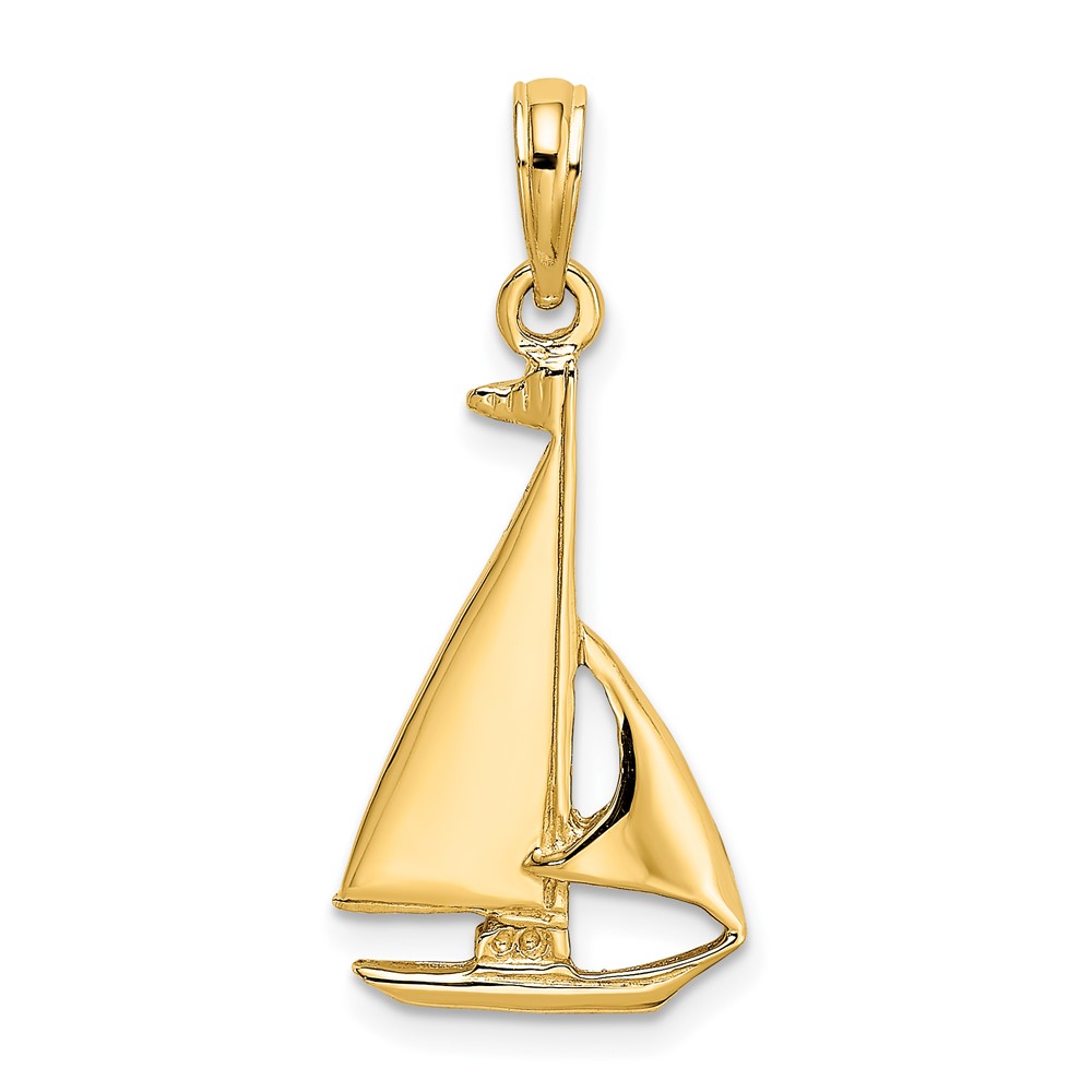 10K 2-D Polished Sailboat Charm (10K7865)