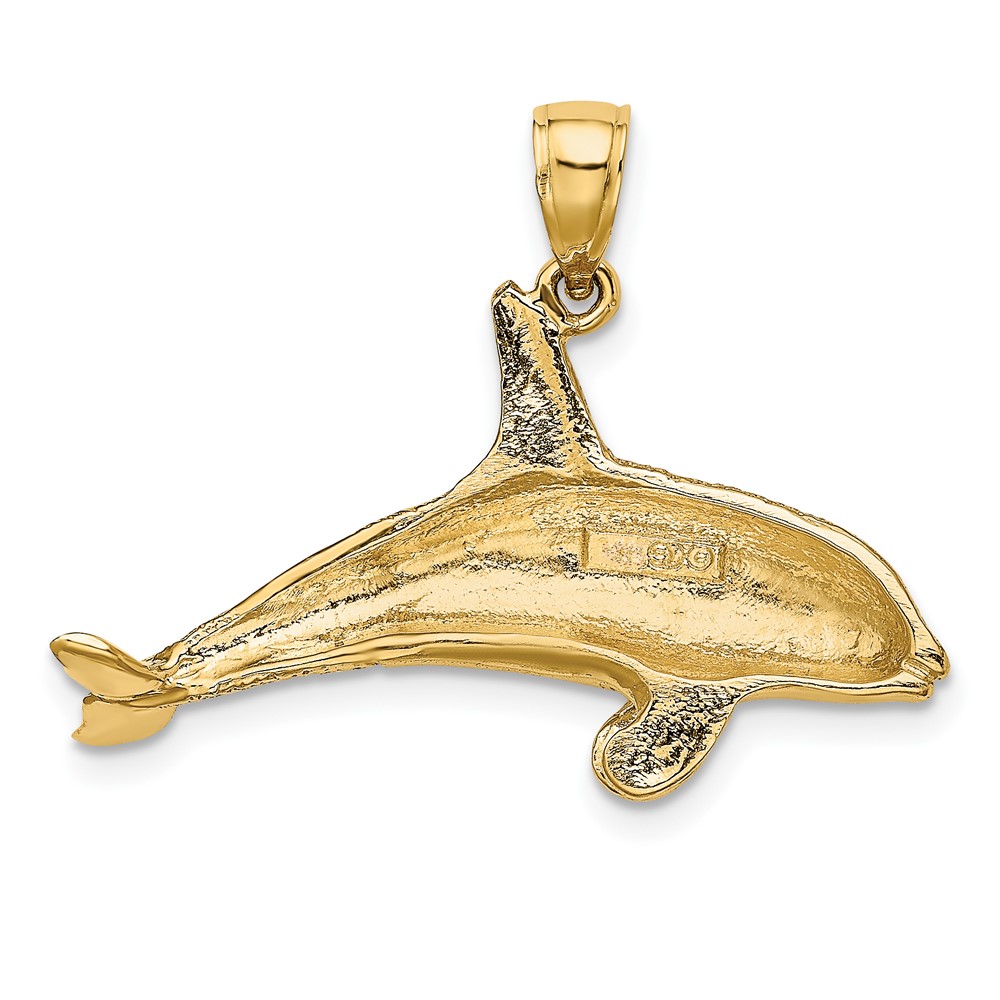 10K 2-D Textured Orca Whale Charm (10K7874)