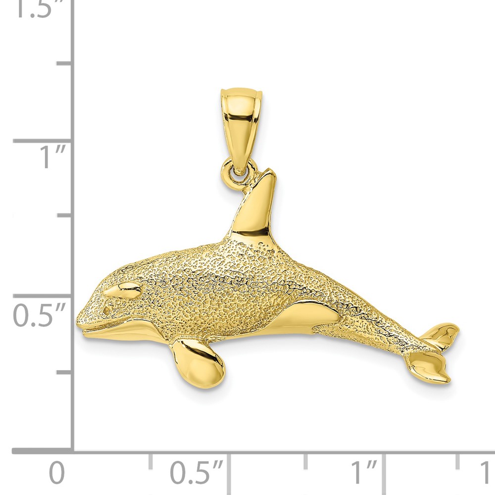 10K 2-D Textured Orca Whale Charm (10K7874)