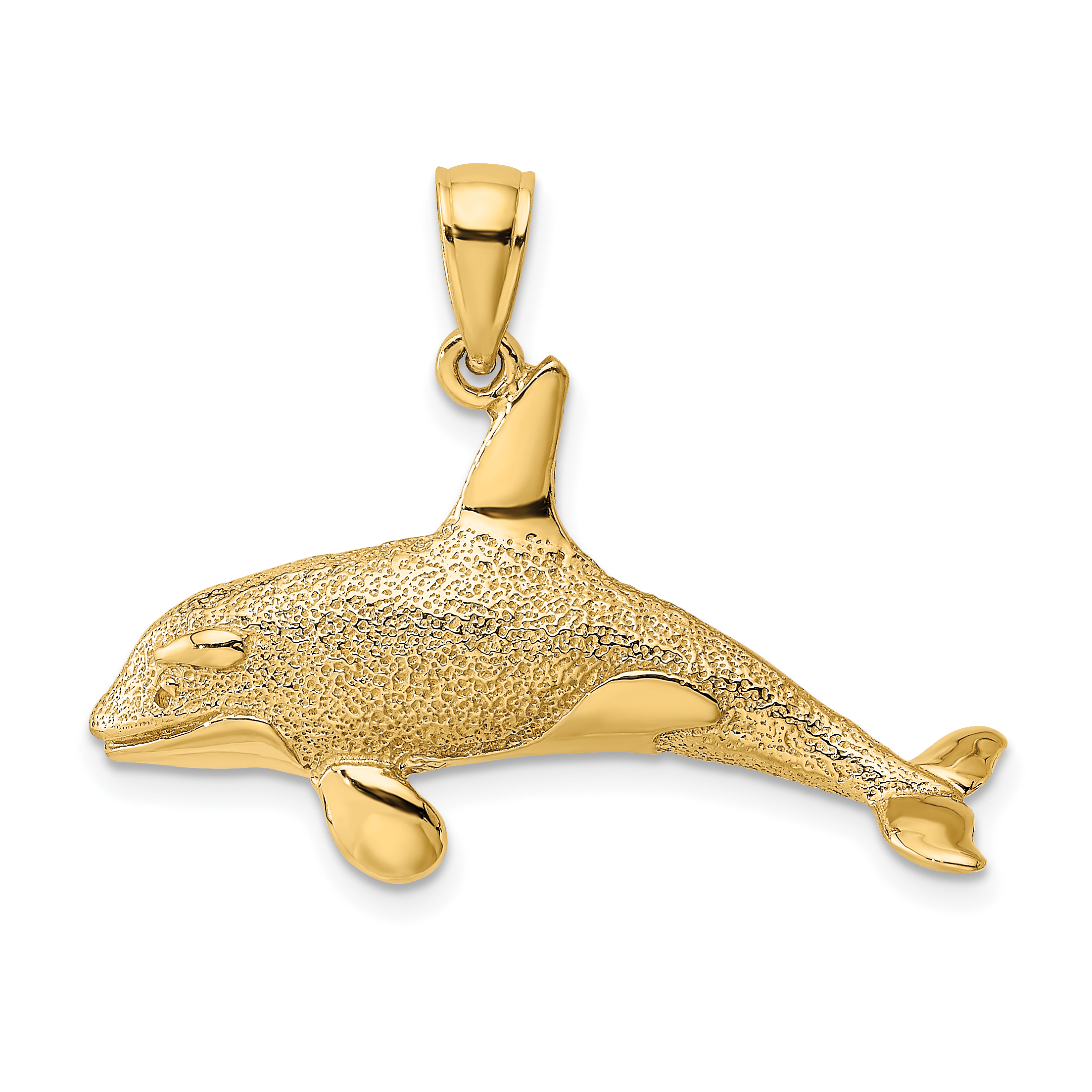 10K 2-D Textured Orca Whale Charm (10K7874)