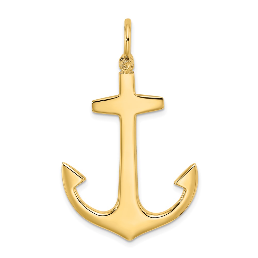 10K 3-D Polished Large Anchor Charm (10K7877)
