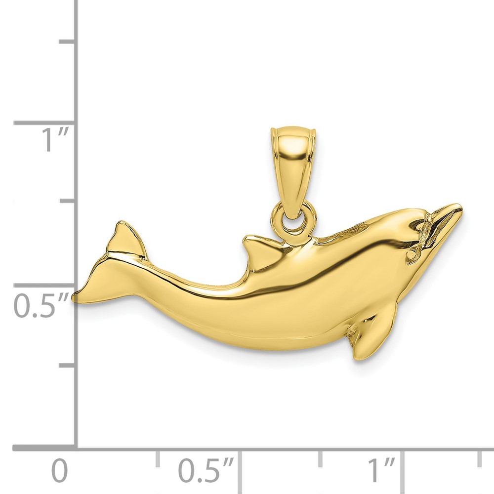 10K 2-D Polished Dolphin Charm (10K7890)